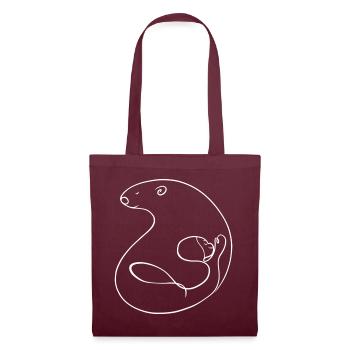 Embrassez la fille et l’ours. Dessin au trait - Sac en tissu - bordeaux - Devant