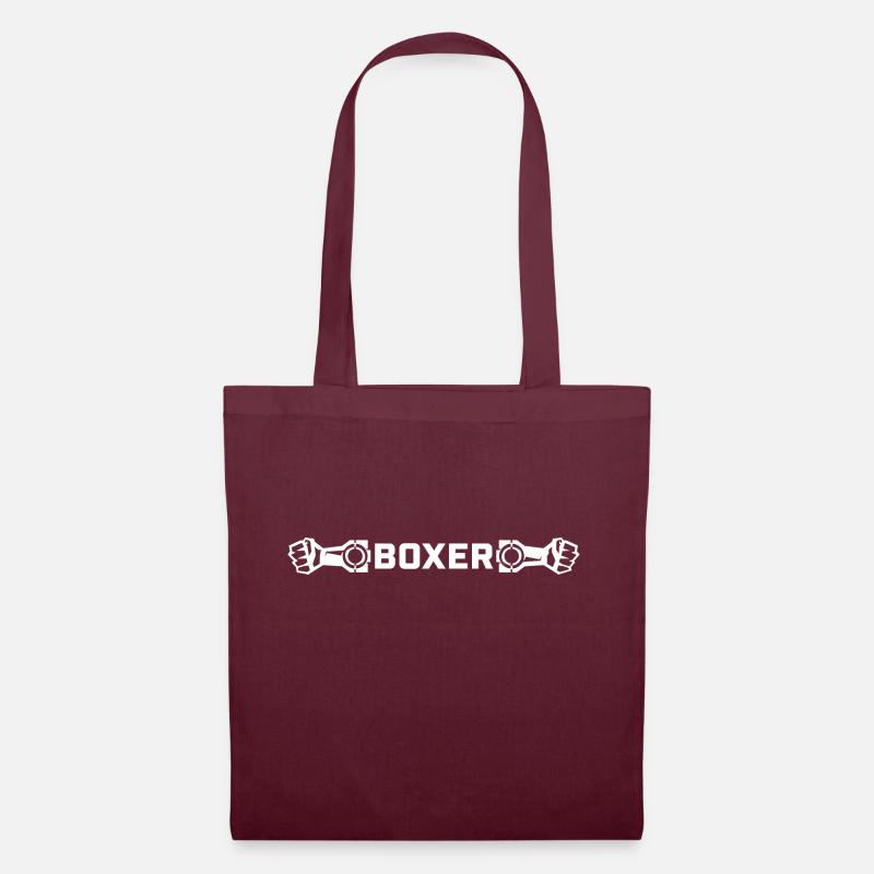 Boxer weiß - Stoffbeutel - Burgunderrot
