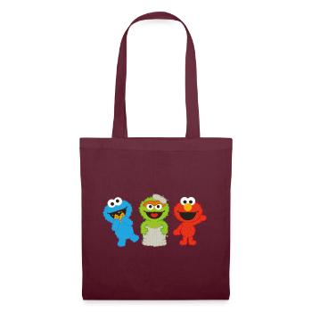Sesamstraße Baby Krümelmonster, Oscar & Elmo - Stoffbeutel - Burgunderrot - Vorne