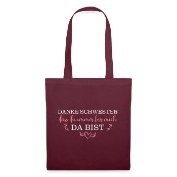 Dankeschön Beste Schwester Geschenk - Stoffbeutel - Burgunderrot - Vorne