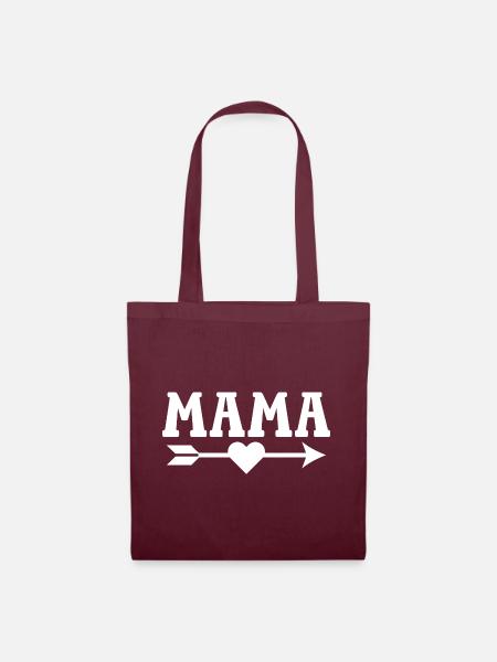 Mama Pfeil Herz - Stoffbeutel - Burgunderrot
