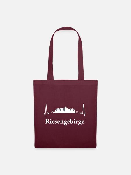 Riesengebirge Herzschlag Wandern Urlaub - Stoffbeutel - Burgunderrot