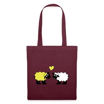 sheep happily in love sheep sheep lamb heart - Tote Bag - burgundy - Front