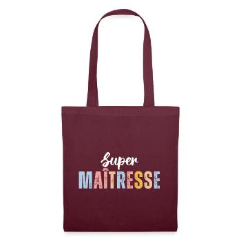 Super maitresse cadeau pour maîtresse d' école - Sac en tissu - bordeaux - Devant