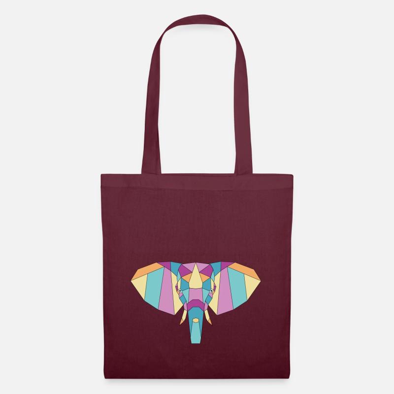 Color geometric elephant - Tote Bag - burgundy