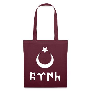 Türkischer Halbmond Stern mit Orhun Symbolen - Stoffbeutel - Burgunderrot - Vorne