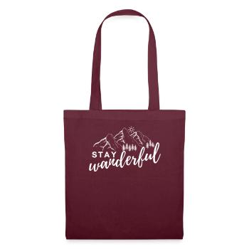 STAY WANDERFUL wandern Wanderer Berge Berg - Stoffbeutel - Burgunderrot - Vorne