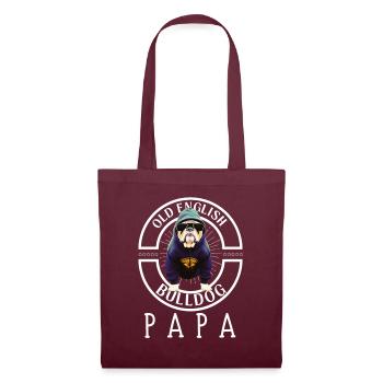 Bulldogge Bulldog Bulldoggen Papa - Stoffbeutel - Burgunderrot - Vorne