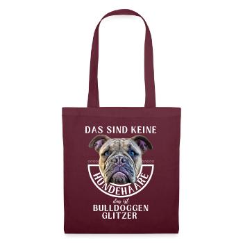 BULLDOGGEN GLITZER ...Bulldogge Bulldog Bulldoggen - Stoffbeutel - Burgunderrot - Vorne