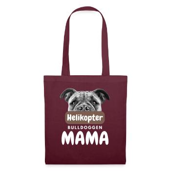HELIKOPTER BULLDOGGEN MAMA Bulldog Bulldogge - Stoffbeutel - Burgunderrot - Vorne