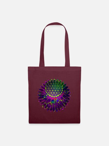 Flower Of Life - Geometric Blossom 2 - Stoffbeutel - Burgunderrot