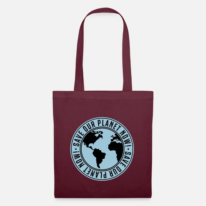 save our planet now - earth - Tote Bag - burgundy