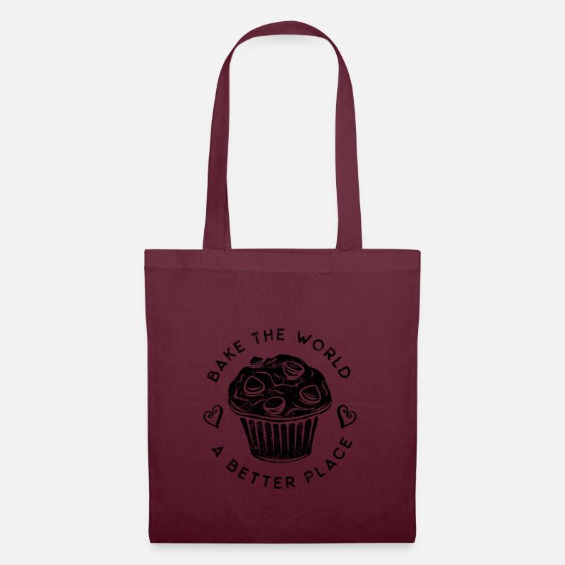 Muffin Spruch Lustig Essen - Stoffbeutel - Burgunderrot