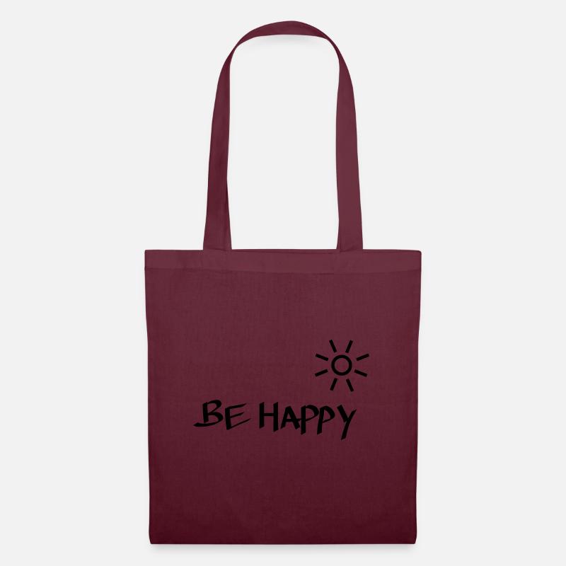 Be Happy - Stoffbeutel - Burgunderrot