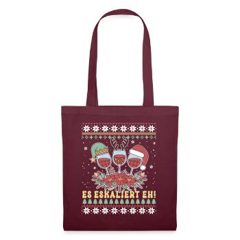 Weihnachten Es eskaliert Eh Ugly Christmas Sweater - Stoffbeutel - Burgunderrot - Vorne