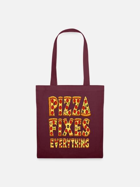 Pizza fixes everything – Fun Food Spruch - Stoffbeutel - Burgunderrot