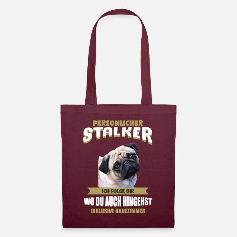 Mops - Mops Hund - Stoffbeutel - Burgunderrot