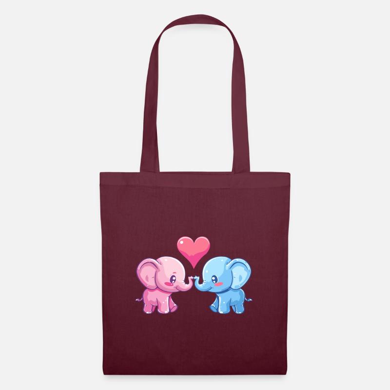 Elefant Paar Liebe Valentinstag - Stoffbeutel - Burgunderrot
