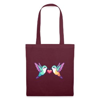 Colibri oiseau couple amour Saint-Valentin - Sac en tissu - bordeaux - Devant
