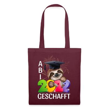 Abi 2022 geschafft Abitur lustiges Faultier - Stoffbeutel - Burgunderrot - Vorne