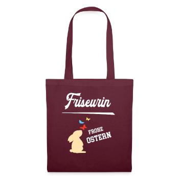 Friseurin Ostern Geschenk Frisörin Coiffeur Chefin - Stoffbeutel - Burgunderrot - Vorne