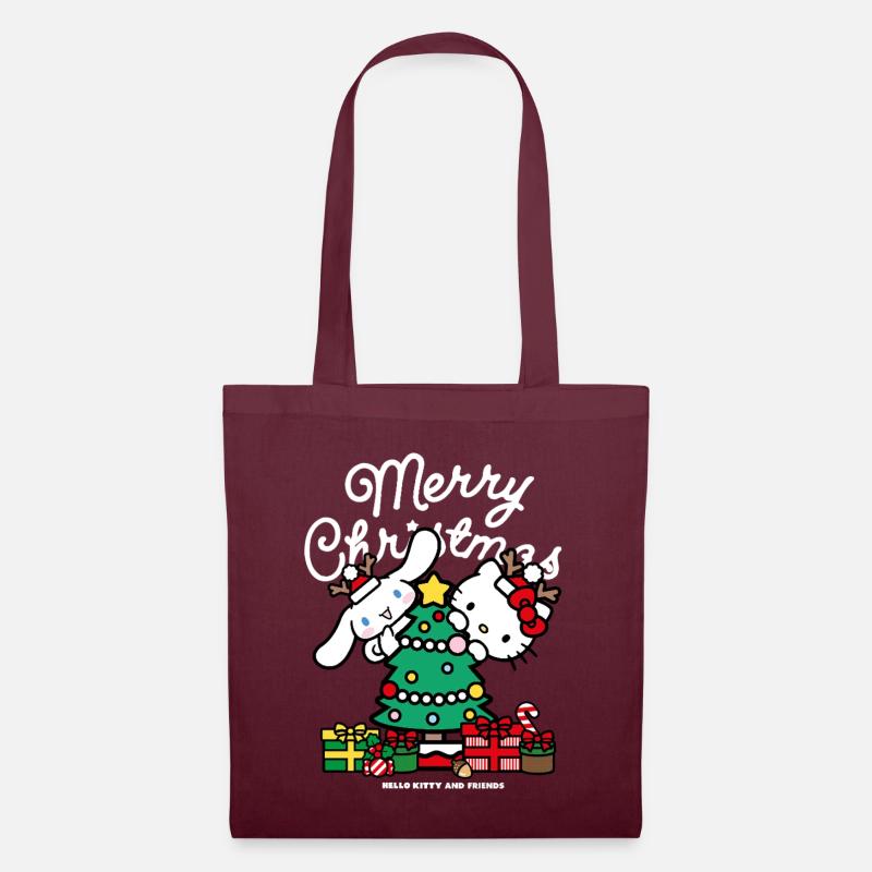 Hello Kitty Und Cinnamoroll Weihnachts Design - Stoffbeutel - Burgunderrot