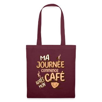 Ma journée commence après mon café - Sac en tissu - bordeaux - Devant