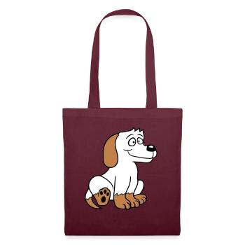 chien assis mignon petit chiot heureux animal de compagnie - Sac en tissu - bordeaux - Devant