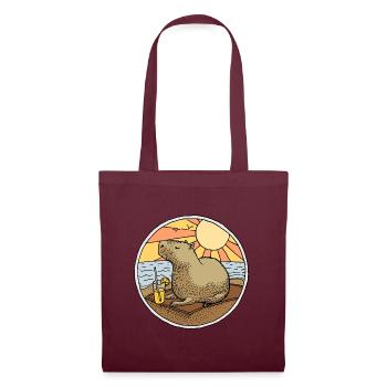 Capybara sur la plage - Sac en tissu - bordeaux - Devant
