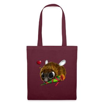 Le brummer en peluche vient à l'école avec un sac d'école - Sac en tissu - bordeaux - Devant