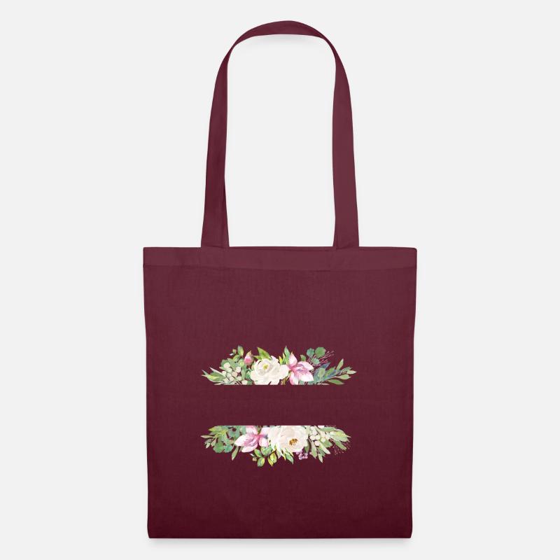 Personalisierbar Blumenbouquet - Stoffbeutel - Burgunderrot