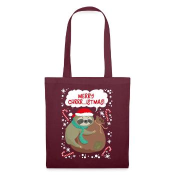 Merry Christmas Faultier T-Shirt Weihnachten sloth - Stoffbeutel - Burgunderrot - Vorne
