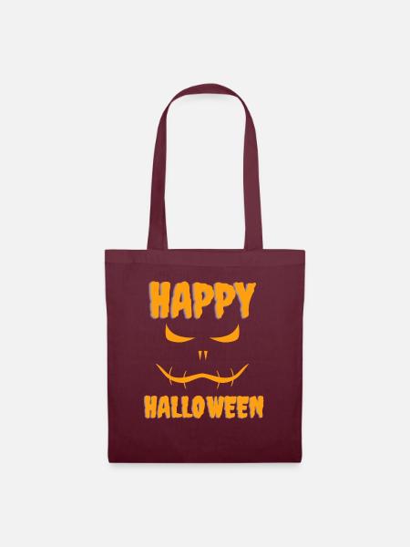 Happy Halloween Face - Stoffbeutel - Burgunderrot