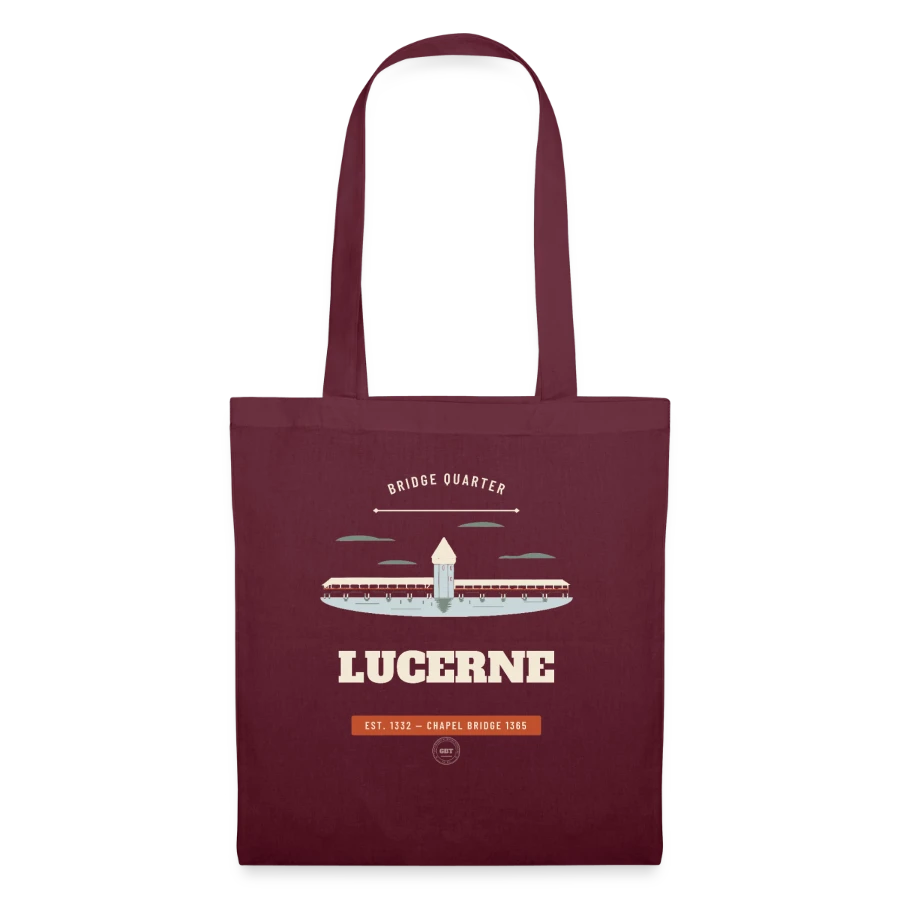 Lucerne-märke på en tote bag, burgundy