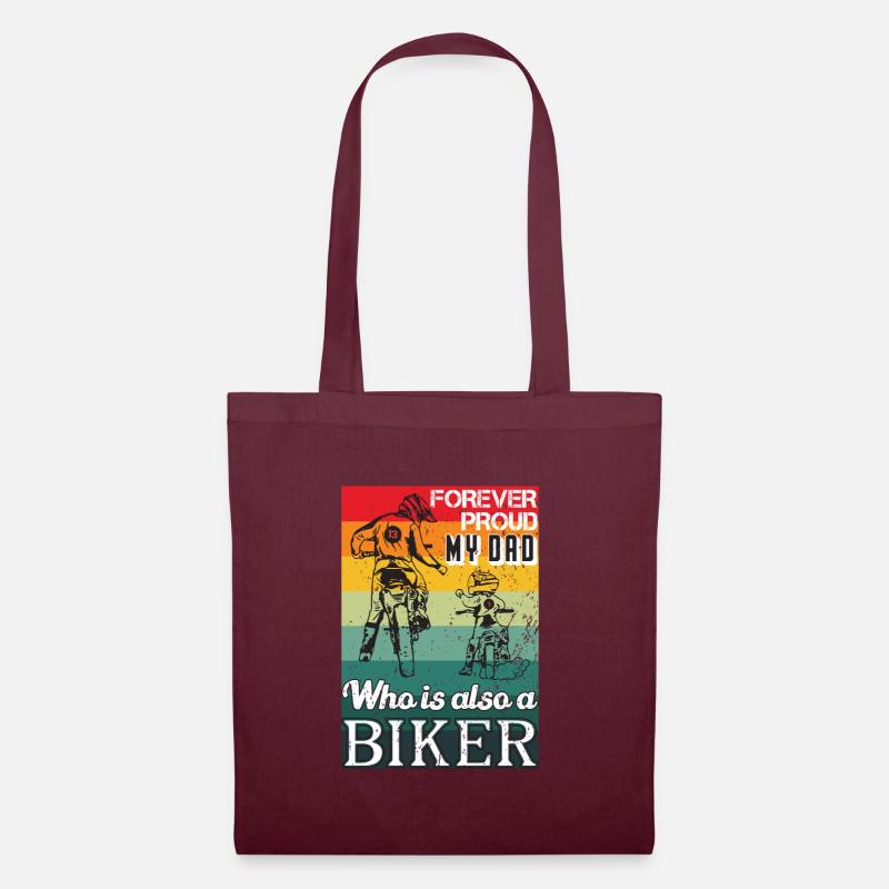 Biker Papa mit Kind auf Motor Cross - Biker Dad - Stoffbeutel - Burgunderrot