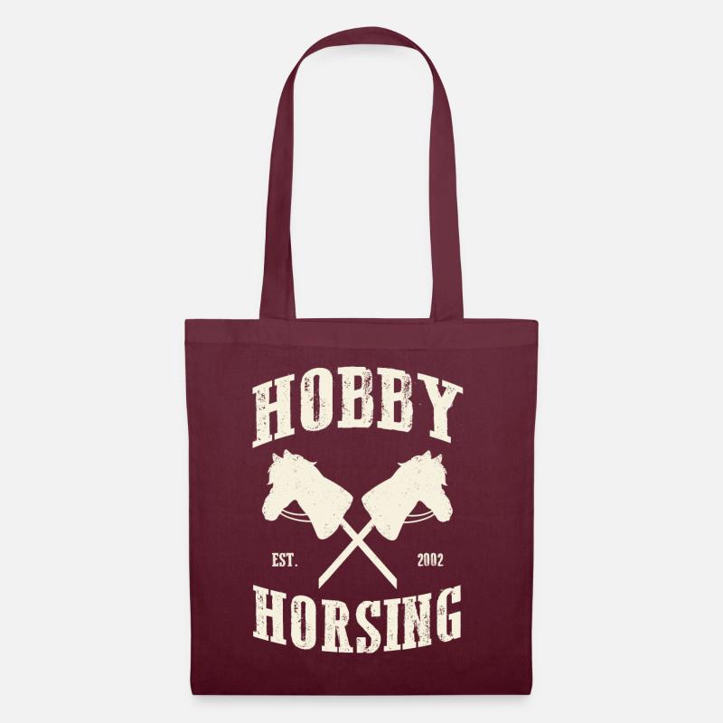 Hobby Horsing - Vintage Style Steckenpferd Reiten - Stoffbeutel - Burgunderrot