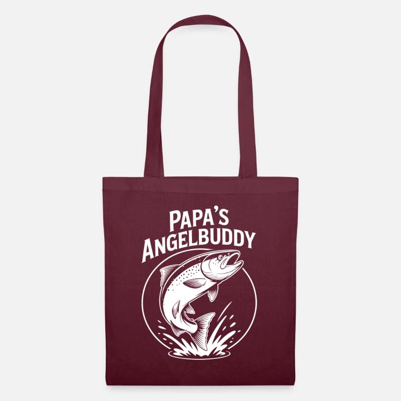 Papas Angelbuddy Angelexperte Fischen mit Papa - Stoffbeutel - Burgunderrot
