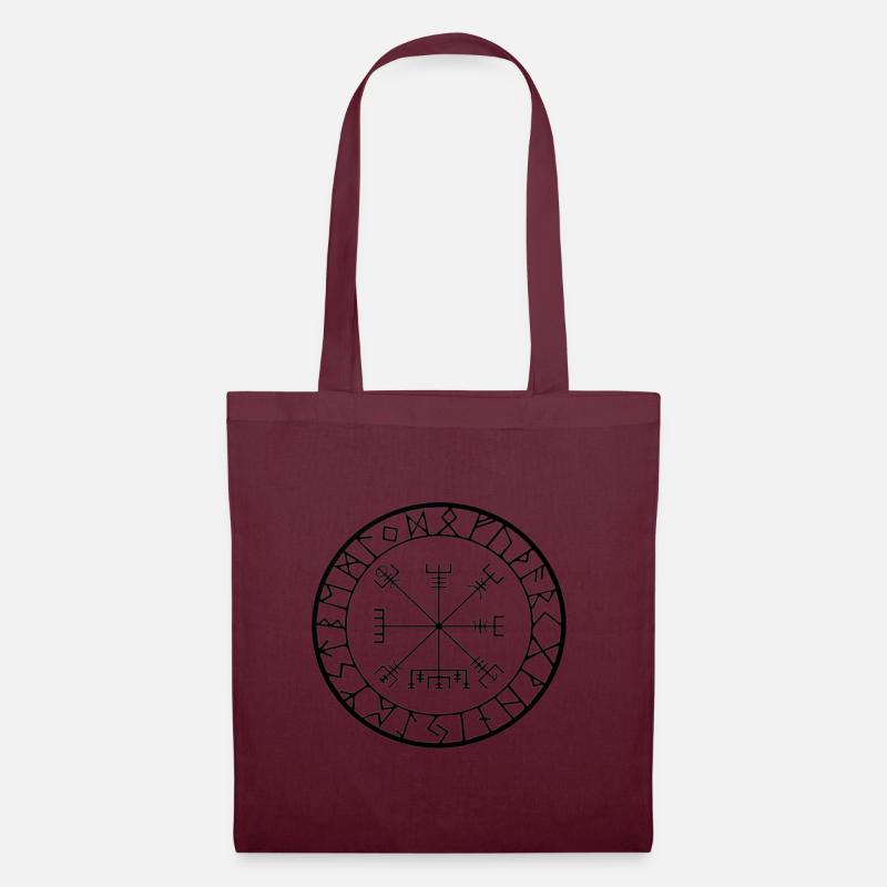 Futhark - Vegvisir - Stoffbeutel - Burgunderrot