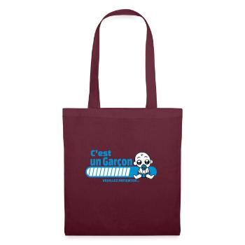 annonce grossesse - c'est un garçon - Sac en tissu - bordeaux - Devant