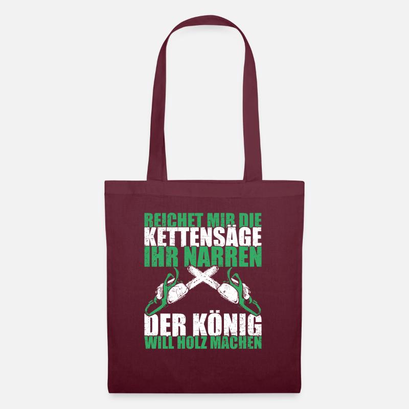 HOLZ SÄGE KETTENSÄGE GESCHENK WALD HOLZBRÜDER - Stoffbeutel - Burgunderrot