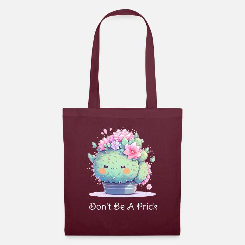 Sei kein Stachel - Kawaii Cactus Design - Stoffbeutel - Burgunderrot
