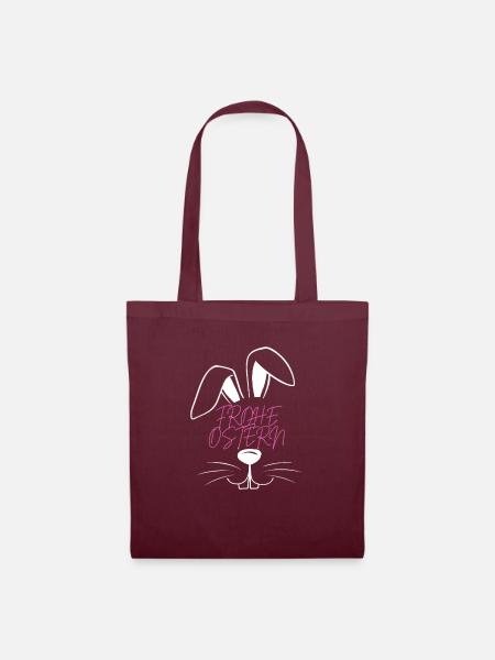 Frohe Ostern I Osterhase - Stoffbeutel - Burgunderrot