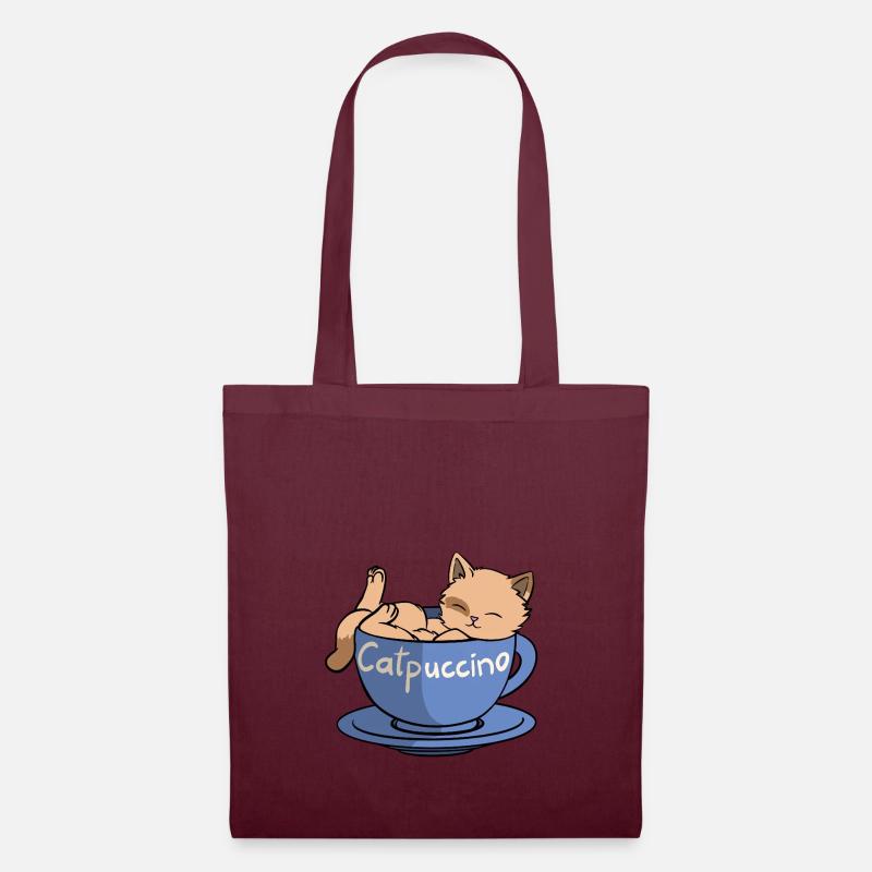 Catpuccino - Stoffbeutel - Burgunderrot
