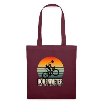 Rennrad T-Shirt: Höhenmeter sind meine Komfortzone - Stoffbeutel - Burgunderrot - Vorne