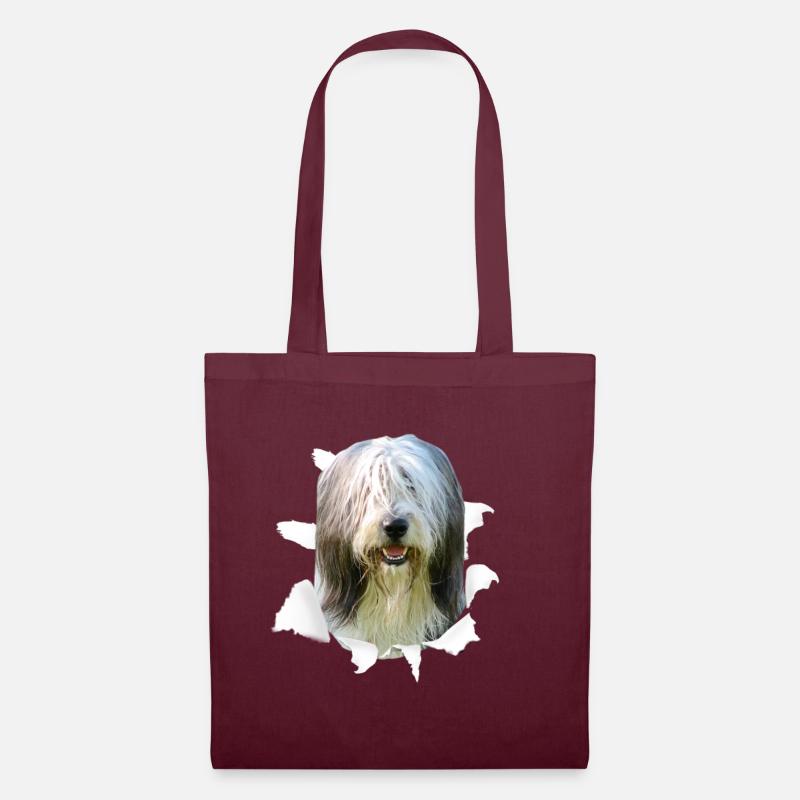Bearded Collie - Bearded Collie Hund - Stoffbeutel - Burgunderrot
