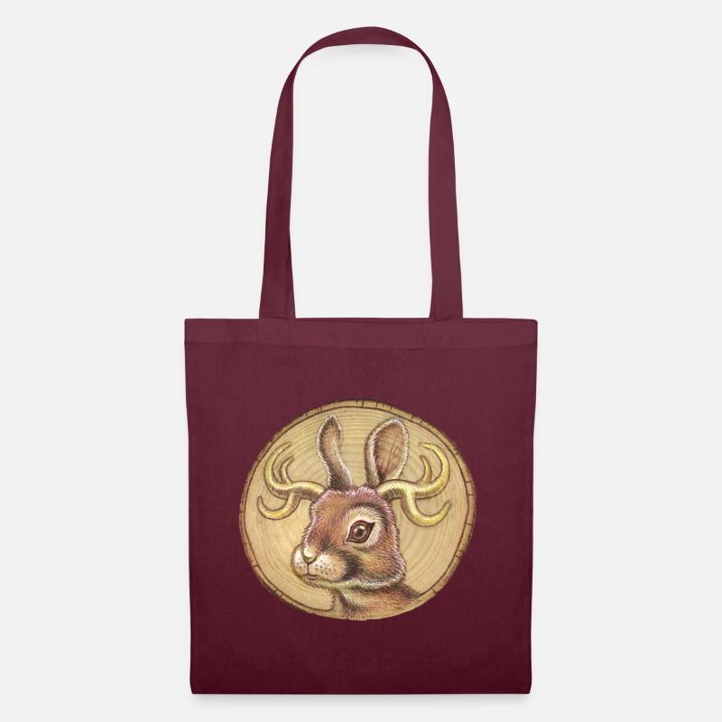 Osterhase - Wolpertinger, Jackalope - Stoffbeutel - Burgunderrot