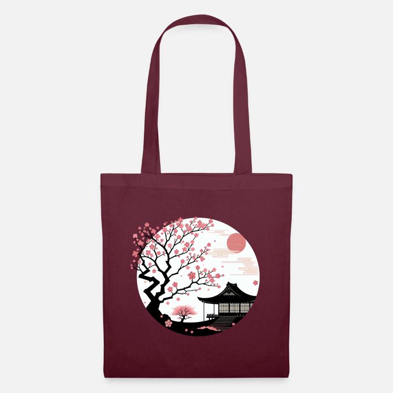 Japan Cherry Blossom - Stoffbeutel - Burgunderrot