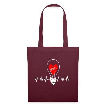 Ampoule d'amour comme fréquence cardiaque en blanc - Sac en tissu - bordeaux - Devant