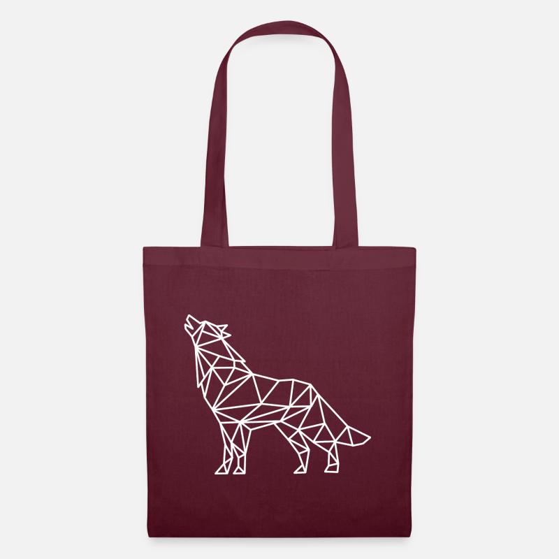 Wolf Geometrisch Linien - Stoffbeutel - Burgunderrot