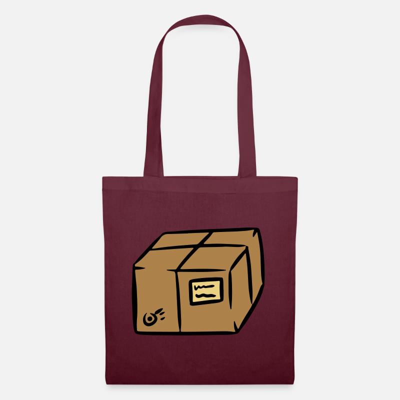 Paket package paquet Paketpost postman Sendung - Stoffbeutel - Burgunderrot